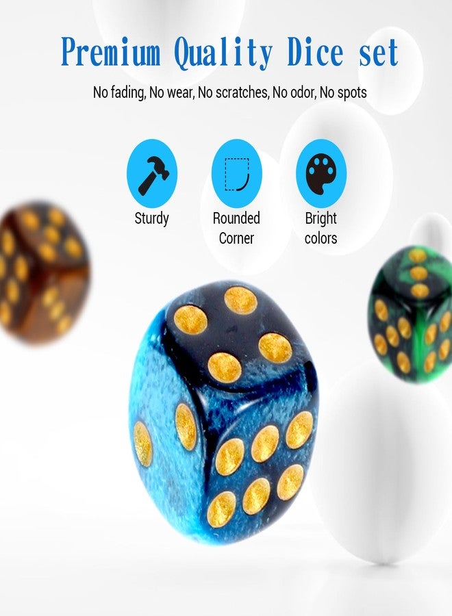 Kifmurase 144 Pcs 12MM 6 Sided Mini Dice Set, Pearl Pattern Game Tiny Dices Mable Two Colors D6 Game Standard Dices with Portable Plastic Box for Yahtzee and Teaching Math Learning (4 Color) - Image 4